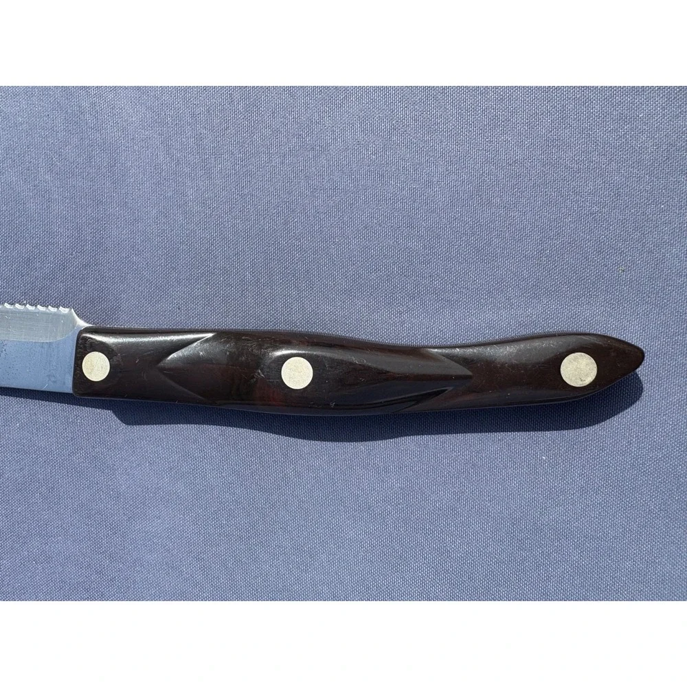 CUTCO 3721 KK Santoku Style Trimmer Serrated Knife Classic Brown Handle - Picture 5 of 5